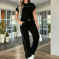 ⏰🔥 OFFERTA A TEMPO LIMITATO - 50% DI SCONTO! 🔥 Set da donna: maglia casual a maniche corte e pantaloni a zampa larga