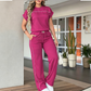 ⏰🔥 OFFERTA A TEMPO LIMITATO - 50% DI SCONTO! 🔥 Set da donna: maglia casual a maniche corte e pantaloni a zampa larga