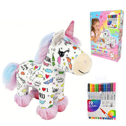 🦄 Crea il tuo unicorno di peluche – kit fai da te per colorare!