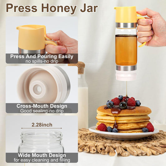 💥 ULTIMO GIORNO DI SALDI - 60% DI SCONTO 🍯✨ Dispenser da 9 oz per miele e sciroppo, in vetro, antigoccia