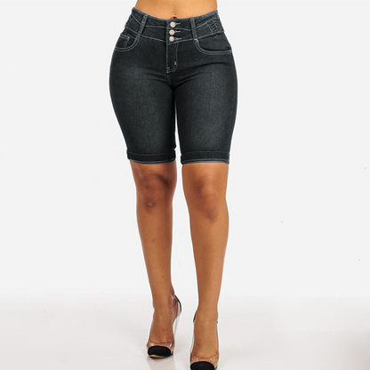 🌺 Saldi Estivi - 65% DI SCONTO 👖✨ Pantaloncini in denim elasticizzati a vita alta da donna