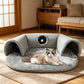 🐱🧸✨ Cuccia a tunnel 2 in 1 in peluche per gatti 🚪🌈🏠