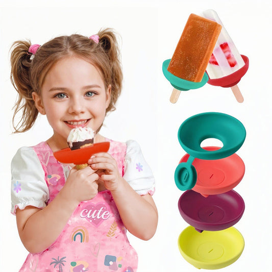 🍧🛡️ Supporto antigoccia in silicone per ghiaccioli e coni gelato (4 confezione) – pulito e pratico! 🧼✅