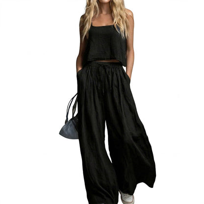 👗🛍️ Abito a due pezzi per donna – top corto e pantalone ampio a vita alta – Comodo, elegante e alla moda! ✨