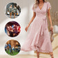 📢📢 50% DI SCONTO !! ⏰ Abito elegante estivo floreale – scollo a V, laccio in vita e gonna morbida 🌸