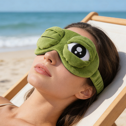 🐸 Maschera per dormire 3D a forma di rana – morbida, buffa e perfetta per un sonno rilassante! 😴✨