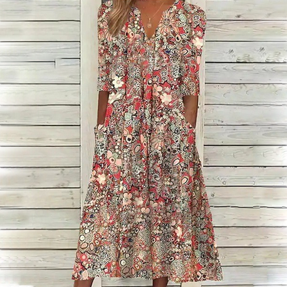 👗✨ Abito floreale V-neck a vestibilità ampia – comfort e stile per ogni occasione! 🌸