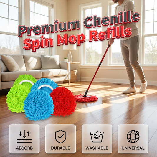 🧹 Testina di ricambio per mop rotante in ciniglia: pavimenti più puliti con un gesto semplice! ✨🔄