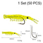 🦐 Set da 50 esche a gamberetto realistiche con ami – pronte all’uso per una pesca da record! 🎣✨