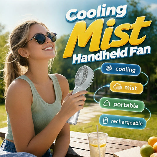 🏖️❄️ Ventilatore portatile a mano con nebbia rinfrescante – fresco ovunque tu vada! 💦🌬️