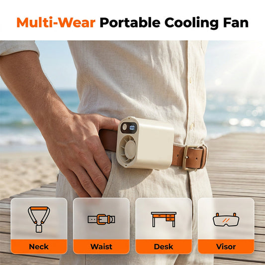🌀 Ventilatore portatile da cintura con display digitale – fresco e controllo a portata di mano! 🔢💨