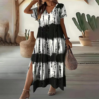 🏖️🌸Saldi Estivi 60% DI SCONTO💃Abito Casual da Donna con Scollo a V e Sfumatura di Colore