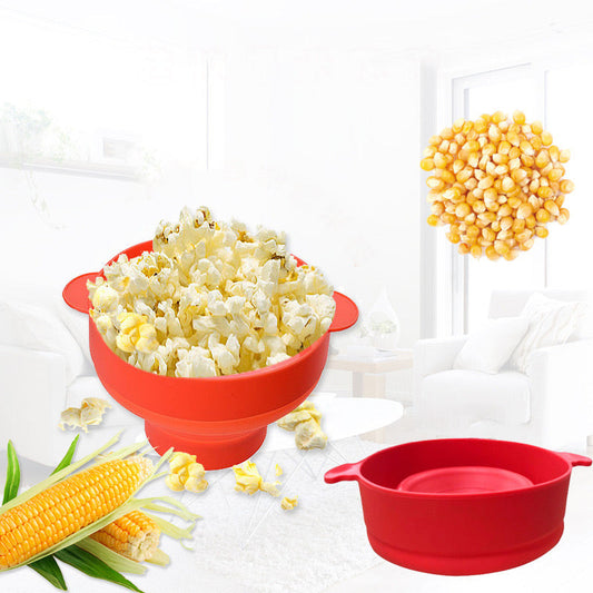 🍿 Ciotola pieghevole in silicone per popcorn al microonde con aria calda – con coperchio 🔥🧴✨