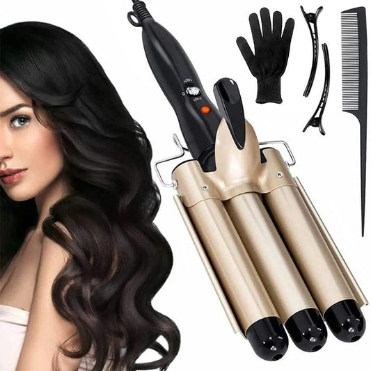 🌀 Arricciacapelli a 3 cilindri con temperatura regolabile – ricci perfetti in un attimo! 💇‍♀️✨🌡️