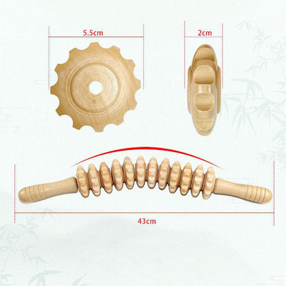 💪🌀 Bastone massaggiante in legno con 12 rulli curvi – il tuo alleato per il recupero muscolare! 🌿✨