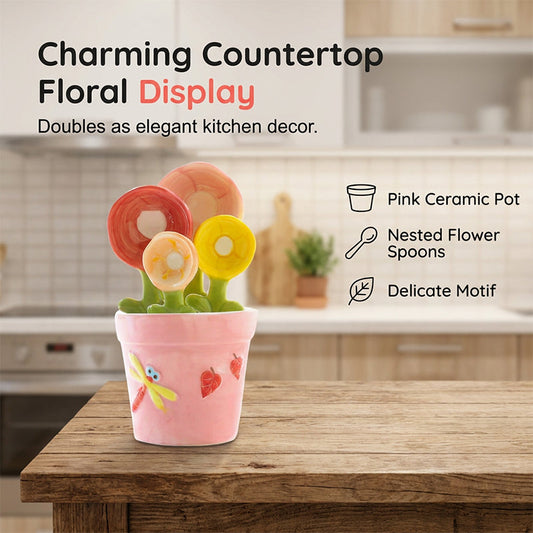 🌸🥄 Set di cucchiai dosatori in ceramica a forma di fiore 🍪✨