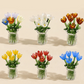 Miniature Colored Glass Flower Figurine Set