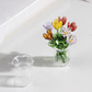 Miniature Colored Glass Flower Figurine Set