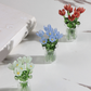 Miniature Colored Glass Flower Figurine Set