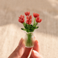Miniature Colored Glass Flower Figurine Set