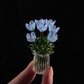 Miniature Colored Glass Flower Figurine Set