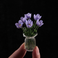 Miniature Colored Glass Flower Figurine Set