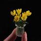 Miniature Colored Glass Flower Figurine Set