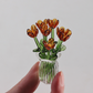 Miniature Colored Glass Flower Figurine Set