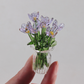 Miniature Colored Glass Flower Figurine Set