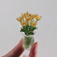 Miniature Colored Glass Flower Figurine Set