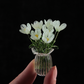 Miniature Colored Glass Flower Figurine Set