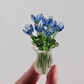 Miniature Colored Glass Flower Figurine Set