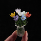 Miniature Colored Glass Flower Figurine Set