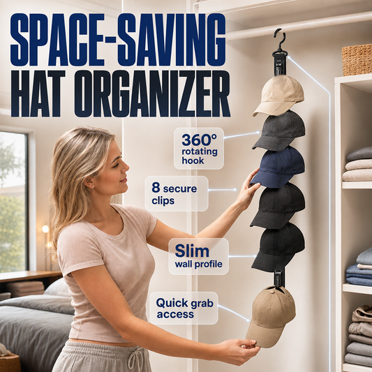 ✨🧢 Portacappelli a parete con 8 clip – Risparmia spazio ed esponi la tua collezione di cappelli! Perfetto per camera e armadio 🏠📐