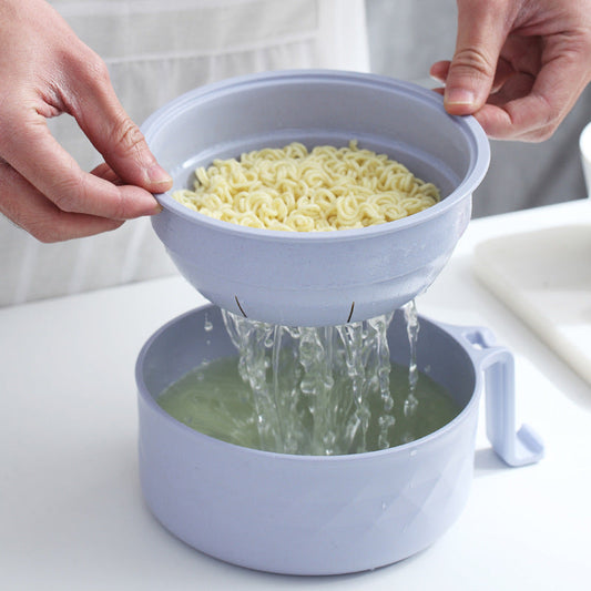 🍜✨ Set ciotole ramen multifunzione con filtro acqua – Scola e gusta in un colpo solo! 💧🍲