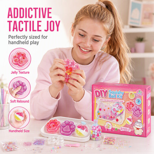 🔥🧁 30% DI SCONTO! 🐾 Kit squishy fai-da-te per bambini – Gelato fritto da modellare con design zampa di gatto! ✨🎨