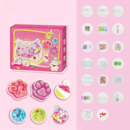 🔥🧁 30% DI SCONTO! 🐾 Kit squishy fai-da-te per bambini – Gelato fritto da modellare con design zampa di gatto! ✨🎨