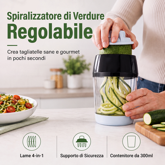 🥕🌀 Affettatrice Spiralizzatore per Verdure Manuale – Crea Spiral di Verdure in un Attimo! Perfetta per Insalate e Piatti Sani 🥗✨