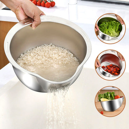 📢📢 50% DI SCONTO!! ⏰ Ciotola-Colino per Riso in Acciaio Inossidabile – Sciacqua e Scola con Facilità ✨