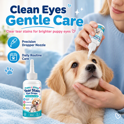 👁️✨ Gocce Oculari Delicate per Rimuovere le Macchie da Lacrime – Per cani e gatti, cura quotidiana e occhi più puliti
