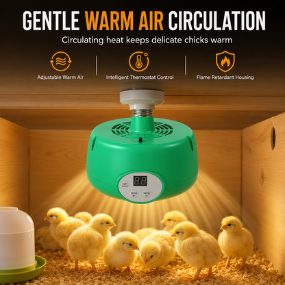 🐣🔥 Riscaldatore E27 per Incubatrice e Pulcini – Termostato Digitale e Ventilazione ad Aria Calda | 220V UE, 3 Colori