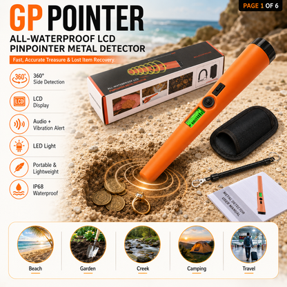 🔎 Rilevatore di Metalli Portatile ad Alta Sensibilità IP68 – Ideale per Spiaggia, Giardino e Ricerca ✨