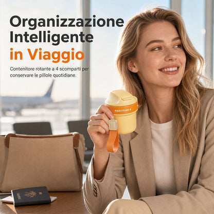 🛡️💊 Organizer per Integratori a 4 Scomparti – Protegge le capsule da luce e umidità, ideale in viaggio