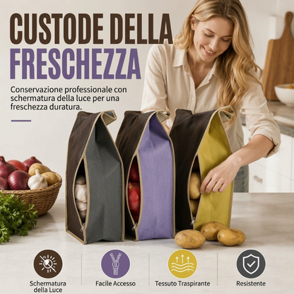 🥔✨ Borsa Porta Patate in Tessuto Non Tessuto di Grande Capacità – Ideale per Conservare Patate, Cipolle e Verdure