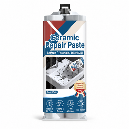 Pasta Riparatrice Epossidica Bianca 🏡✨🛁 Riempie piccole crepe e scheggiature di ceramica, formula resistente all’acqua, si applica facilmente per ripristinare lavabi e piastrelle e ottenere una finitura uniforme e facile da pulire.