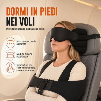 🛏️Goitali® Set Cuscino da Viaggio in Memory Foam + Maschera 3D Oscurante – Supporto Cervicale ✨