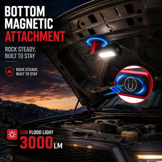 📢 50% DI SCONTO ORA! 🔦 Lampada da Lavoro COB LED Ricaricabile con Base Magnetica – Illuminazione a Mani Libere