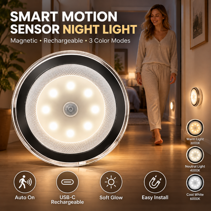 💡Goitali® Luce Notturna LED Magnetica con Sensore di Movimento – Ricaricabile, 3 Modalità e Installazione Facile ✨