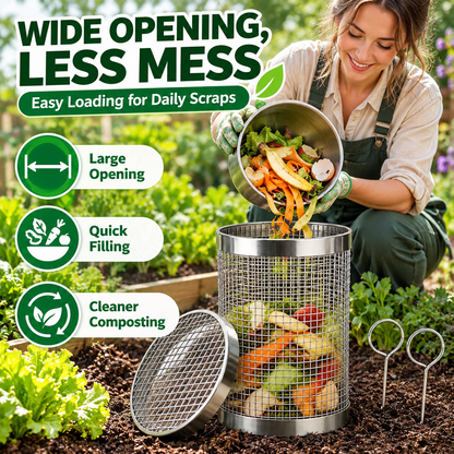 🌱Goitali® Tubo in Acciaio Inossidabile per Compostaggio con Vermi da Giardino – Trasforma i Rifiuti in Nutrienti ✨