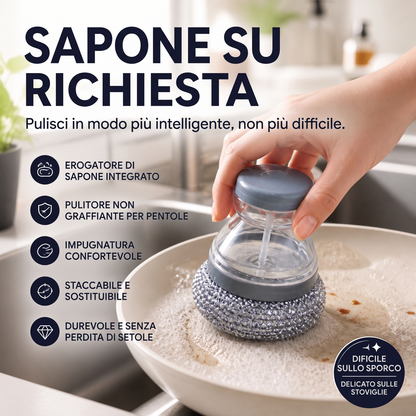 🛒🧽 SUBITO IL 50% DI SCONTO! ✨ Spazzola per la pulizia con sapone integrato – Pulisci facilmente pentole e padelle senza sporcare inutilmente